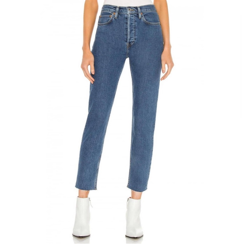 RE/DONE WOMEN'S‎ DENIM 90S HIGH RISE ANKLE CROP SEVENTIES AS F**K SIZE 24